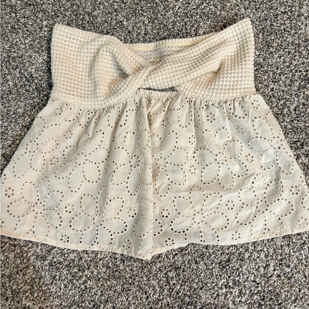 SHEIN Cream Crochet Floral Top